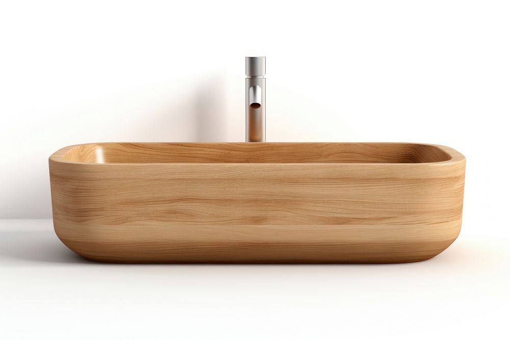 Sink bathtub wood white background.