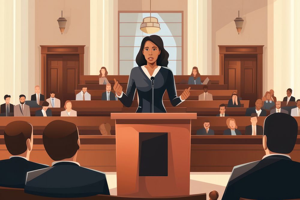Lawyer courtroom attorney female.