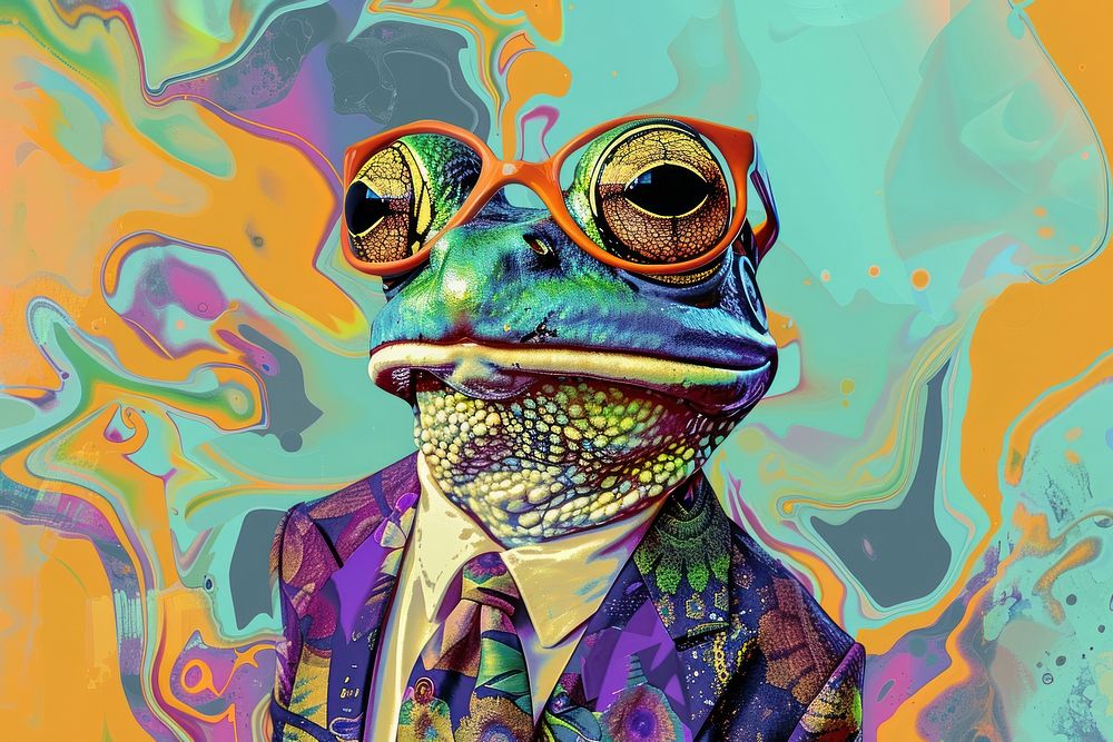 Painting frog art sunglasses.