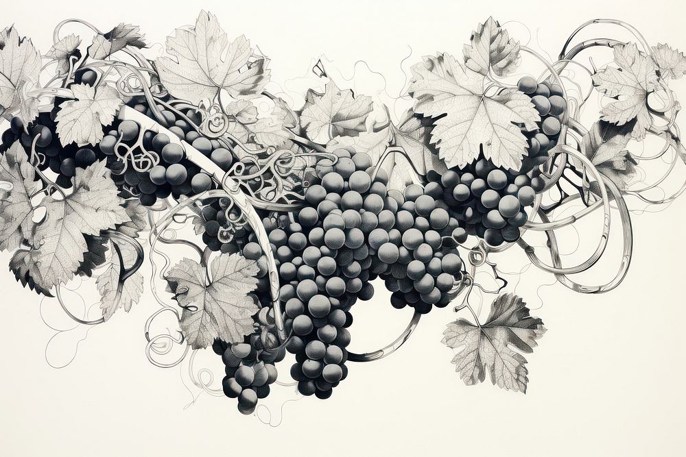 Showing grapes drawing fruit plant.
