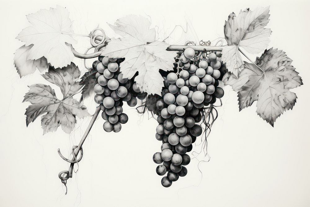 Showing grapes vine drawing plant.