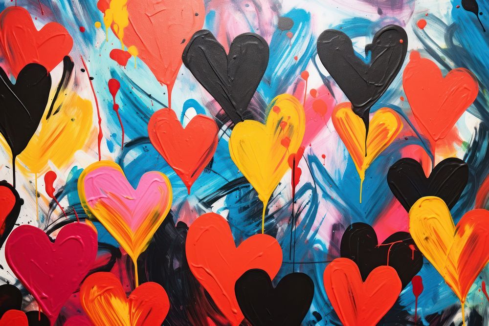 Various of heart backgrounds paint creativity.