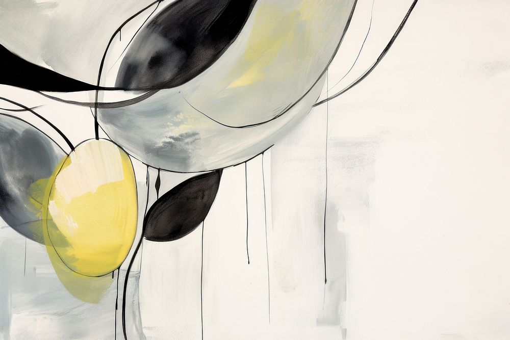 Abstract white tropical fruits abstract painting line.
