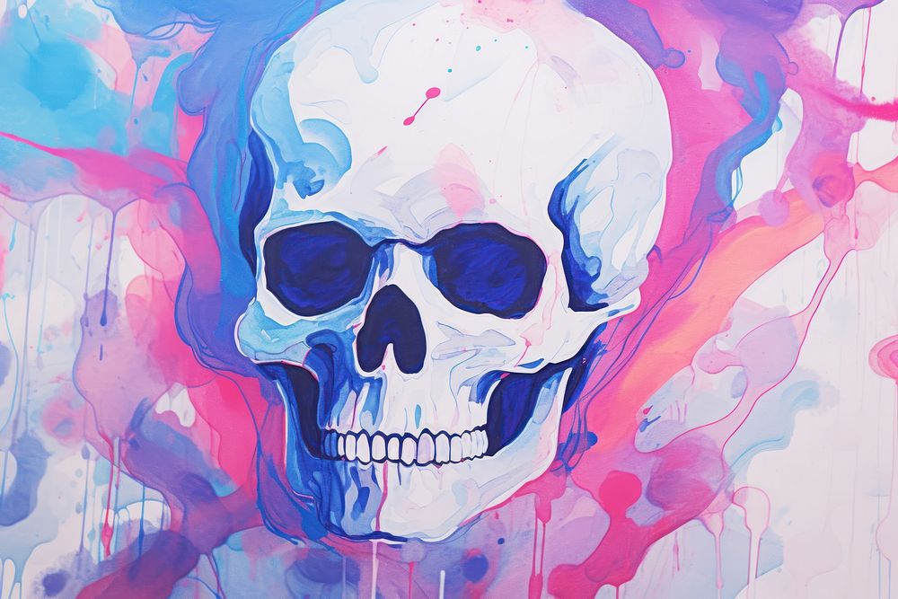 Skull abstract painting art.