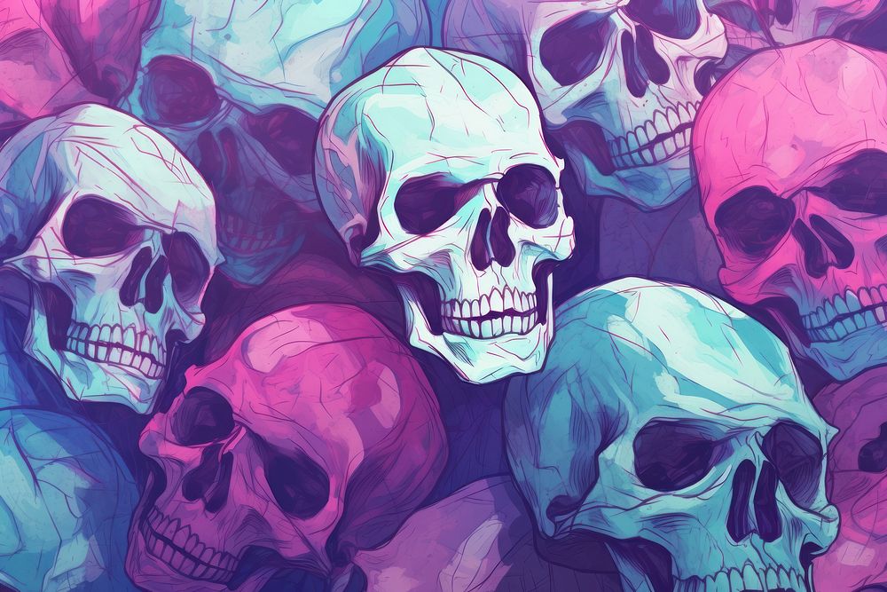 Skulls backgrounds purple art.