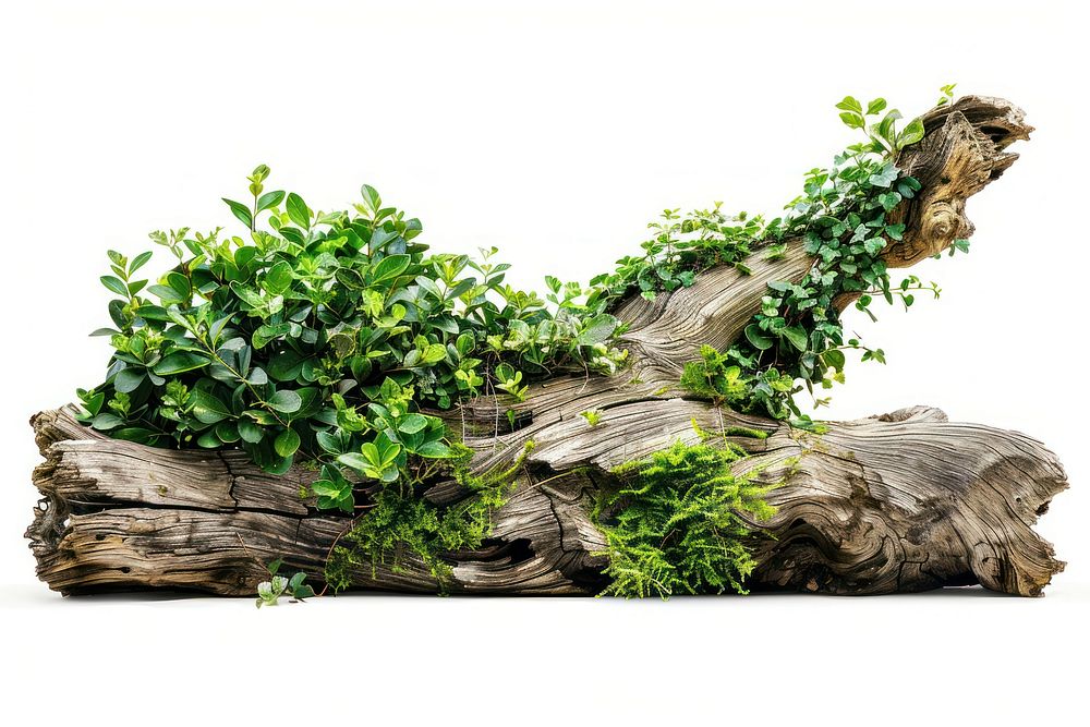 Plant driftwood bonsai green.