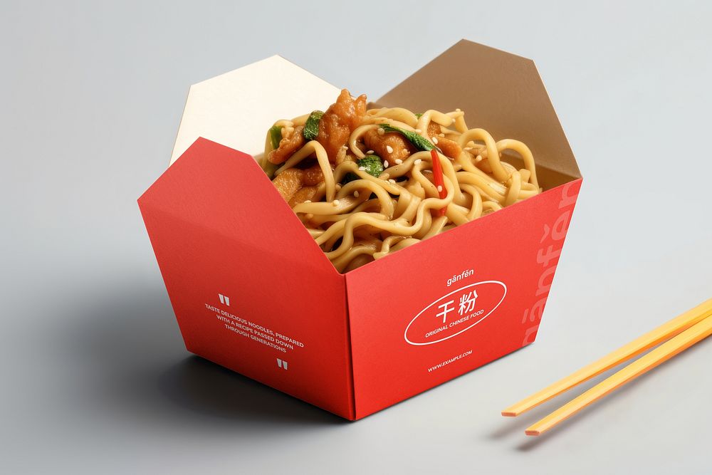 Red paper noodle box