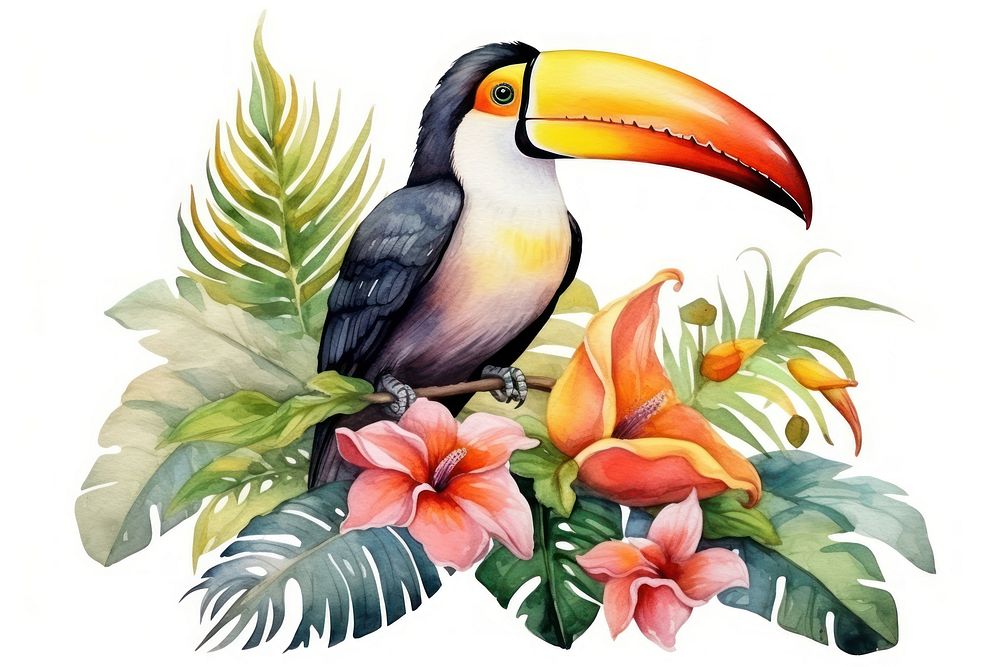 Toucan bird plant art.