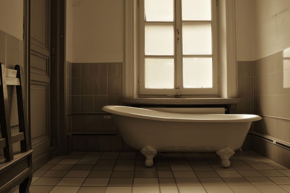 Bathroom bathtub architecture reflection.