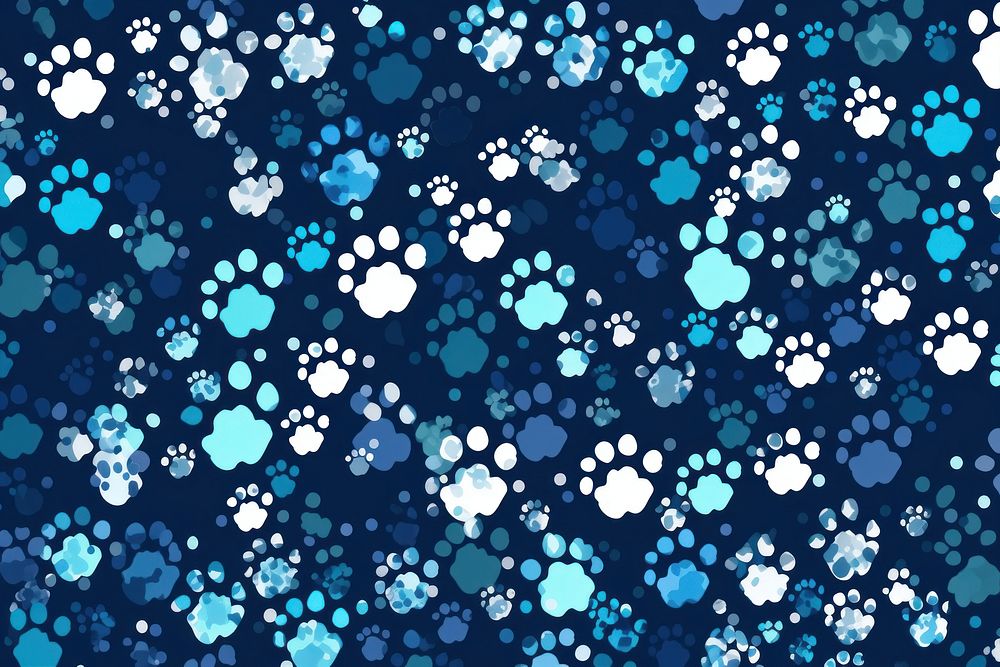 Paw print pattern backgrounds blue.