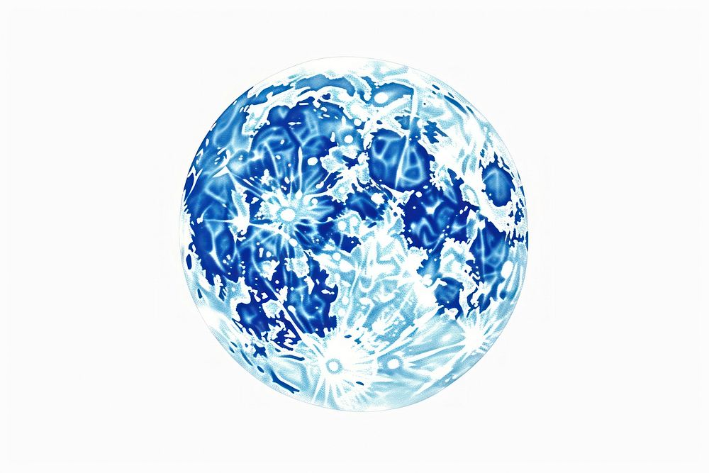 Blue moon sphere white background porcelain.