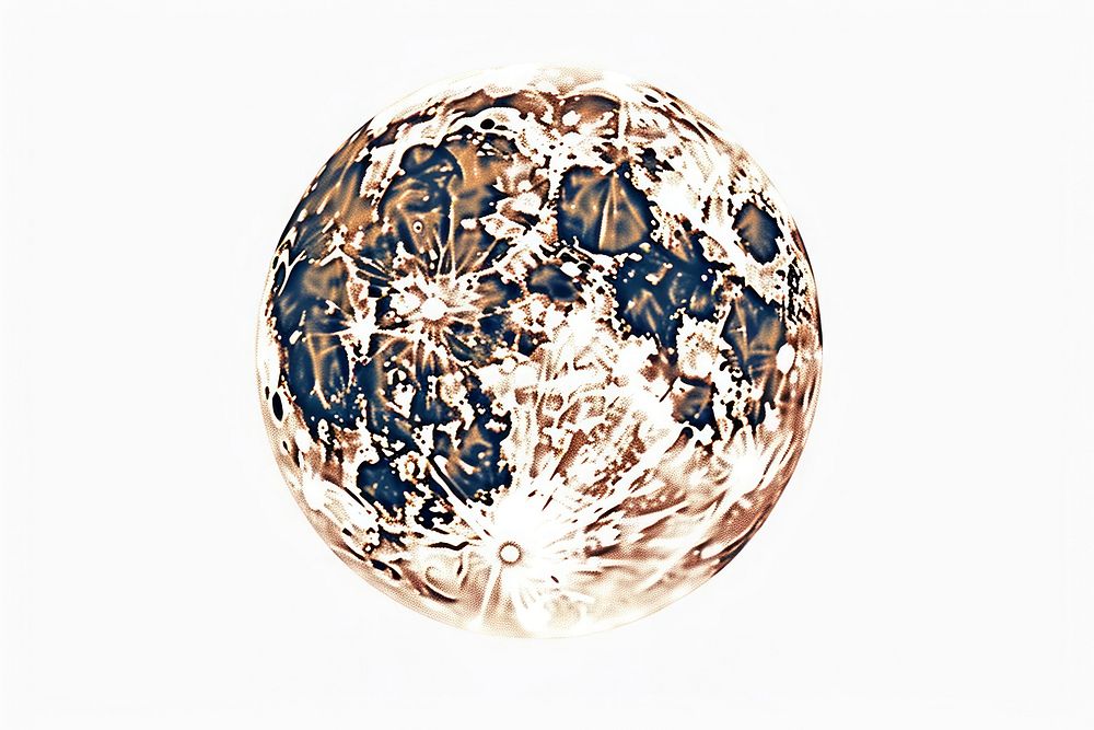 Moon jewelry sphere white background.