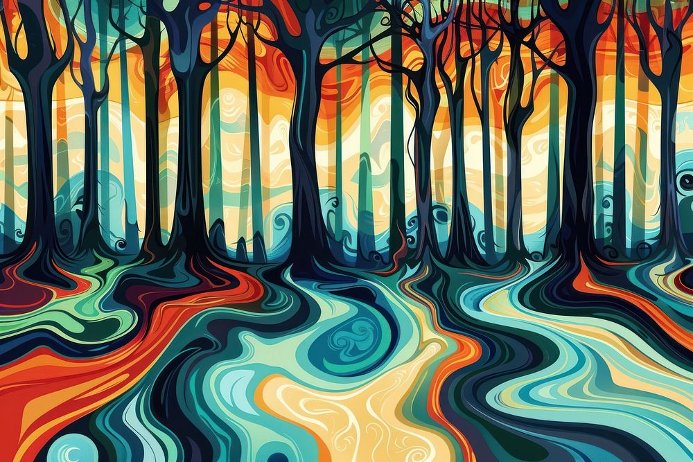 Forest painting backgrounds cartoon.