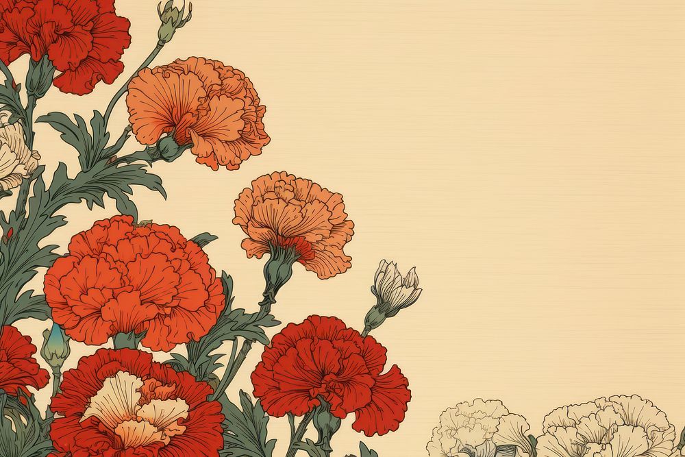 Ukiyo-e art print style Carnation flower backgrounds carnation.