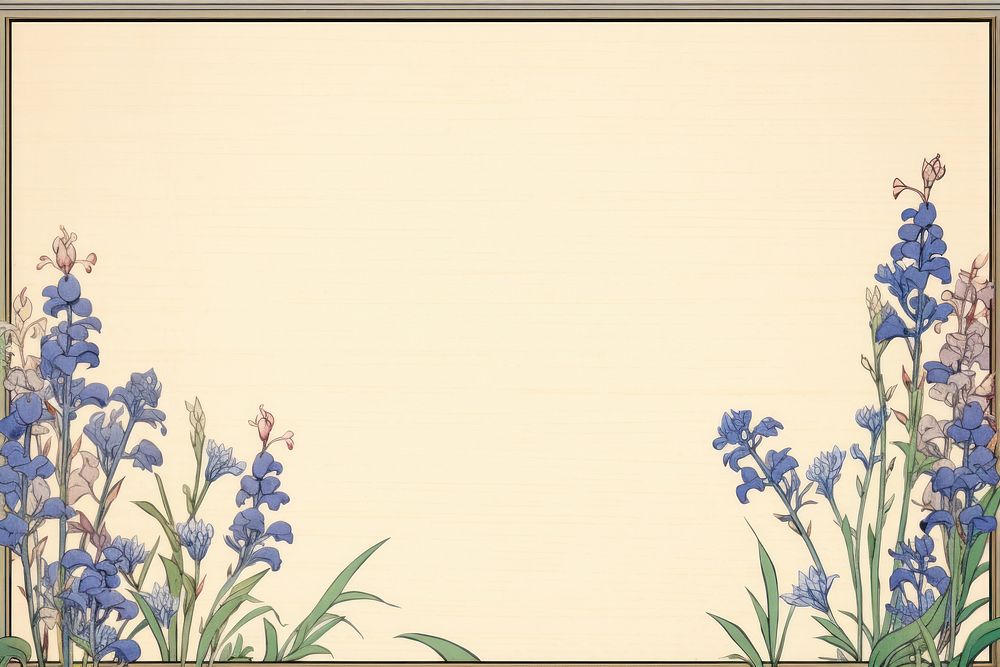 Ukiyo-e art print style Bluebells flower backgrounds pattern.