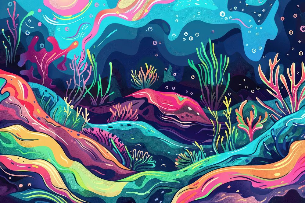 Illustration Magical fantasy underwater landscape backgrounds outdoors graphics.