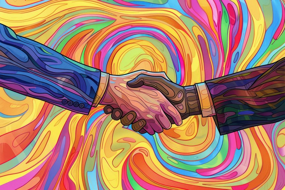 Illustration businessman handshake for teamwork art backgrounds cartoon.