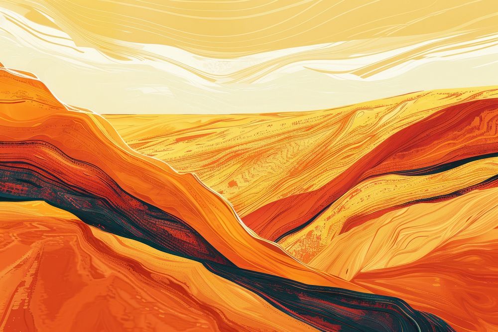 Illustration Create a captivating aerial shot of a desert painting art backgrounds.
