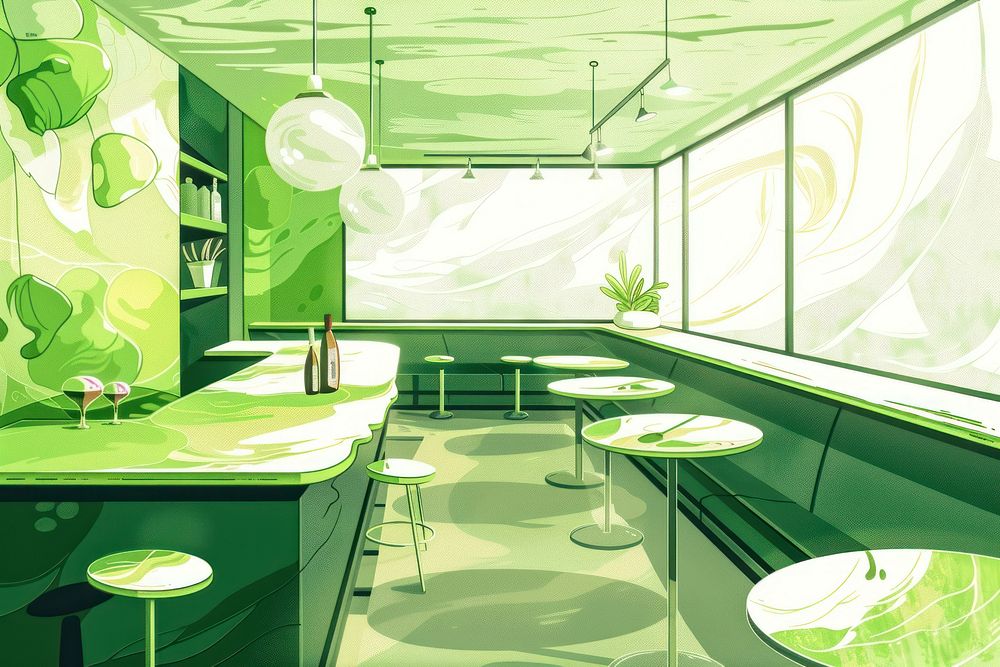 Restaurant furniture cartoon green.