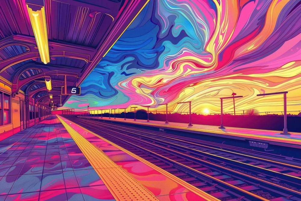 Illustration Train station train art cartoon.