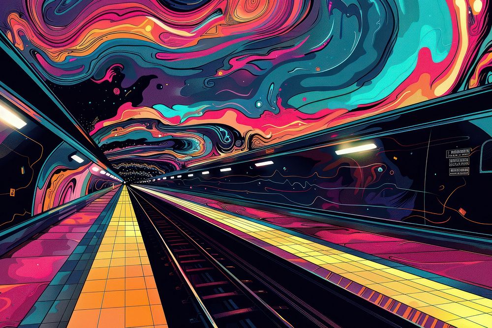 Illustration Train station train art graphics.