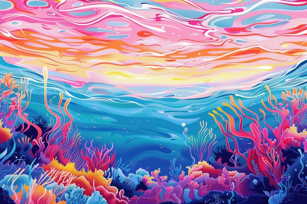 Illustration under the sea painting backgrounds outdoors.