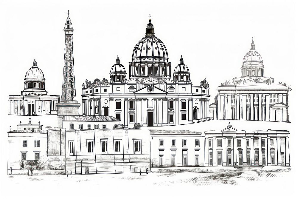 Liner sketches Rome drawing architecture.