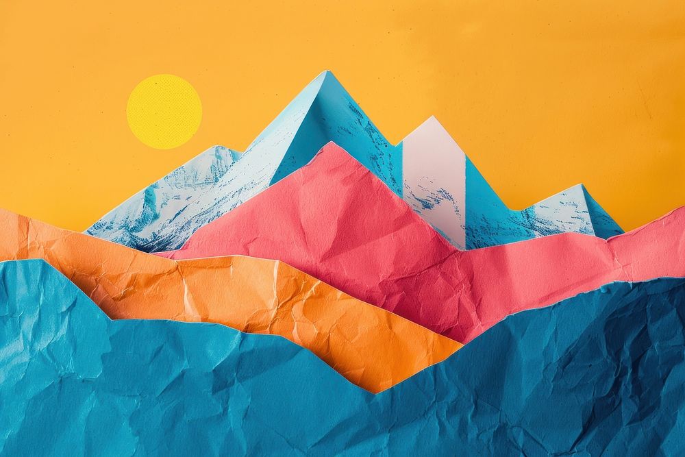 Retro collage of Mountain mountain outdoors origami.