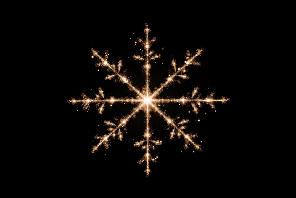 Bronze snowflake fireworks light night.