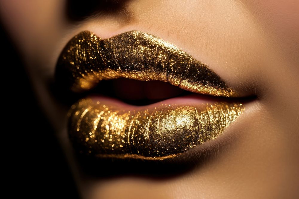 Gold Lipstick lipstick glitter black.