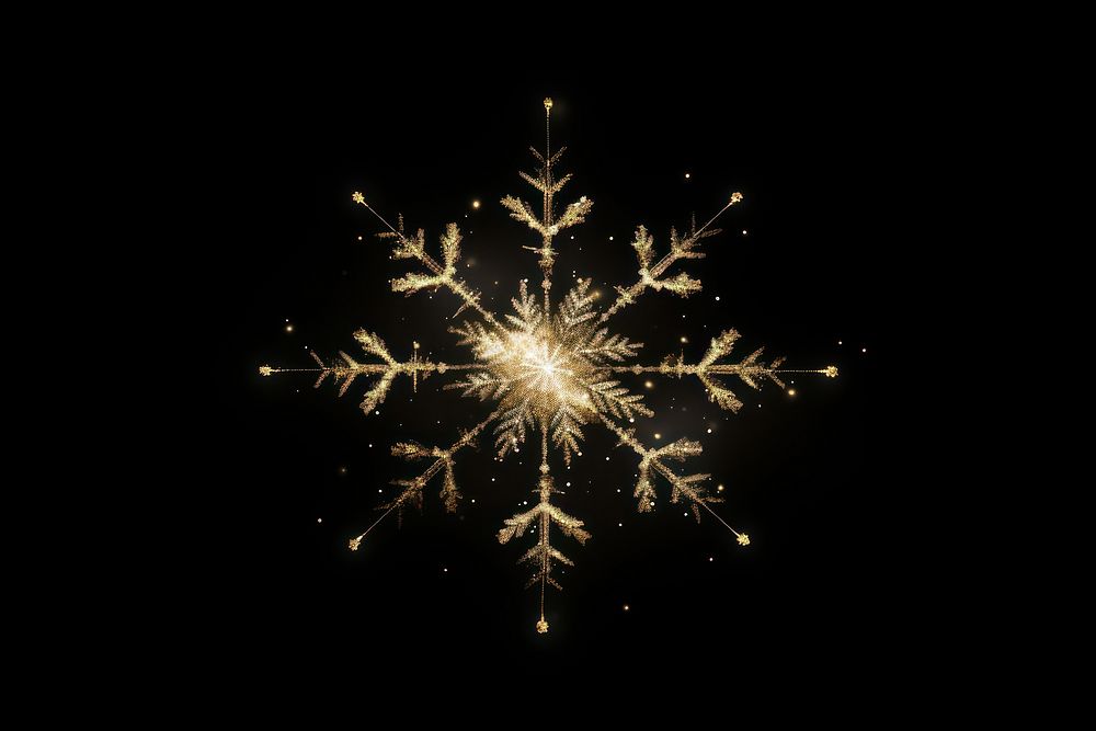 Gold snowflake light fireworks night.