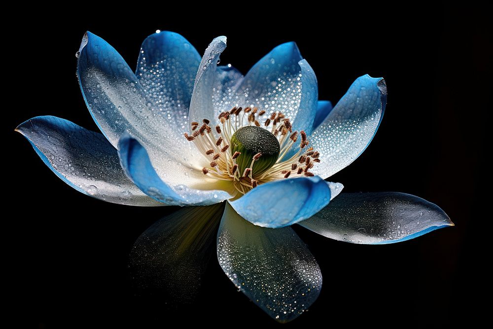 Light blue lotus flower blossom pollen petal.