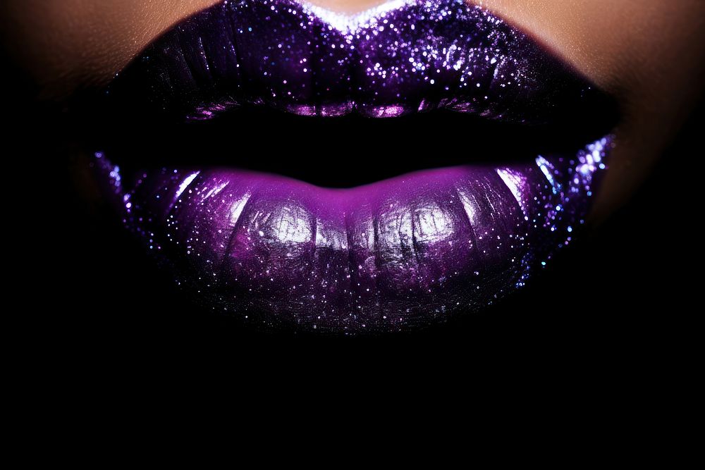 Purple Lipstick lipstick glitter black.
