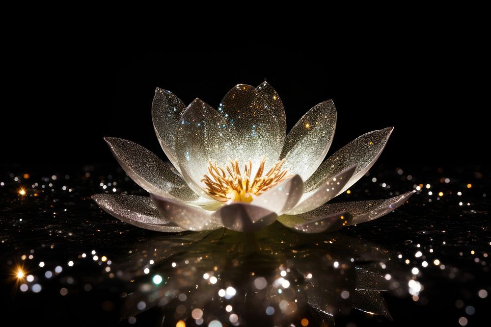 Sliver lotus flower petal plant light.