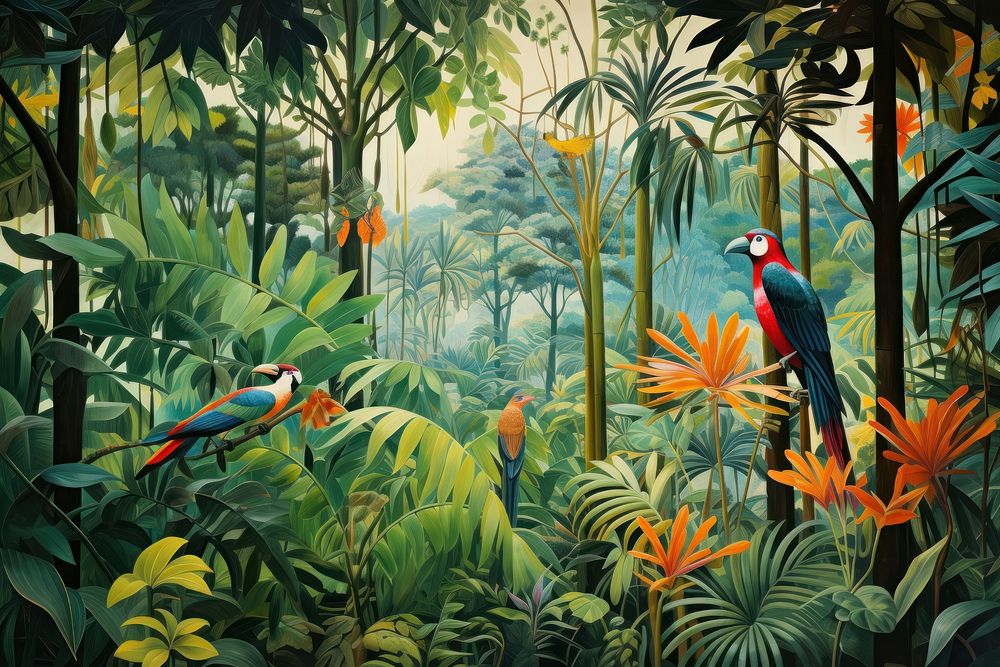 Jungle tropical tree bird.