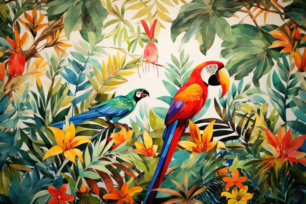 Tropical painting bird outdoors.
