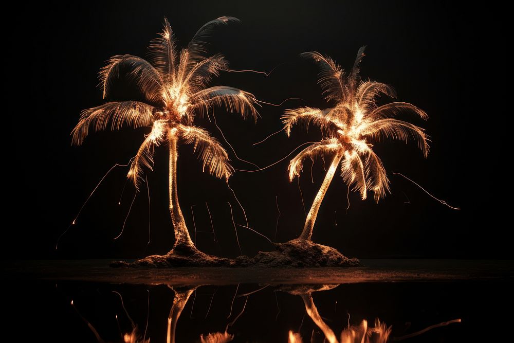 Coconut trees fireworks outdoors nature.