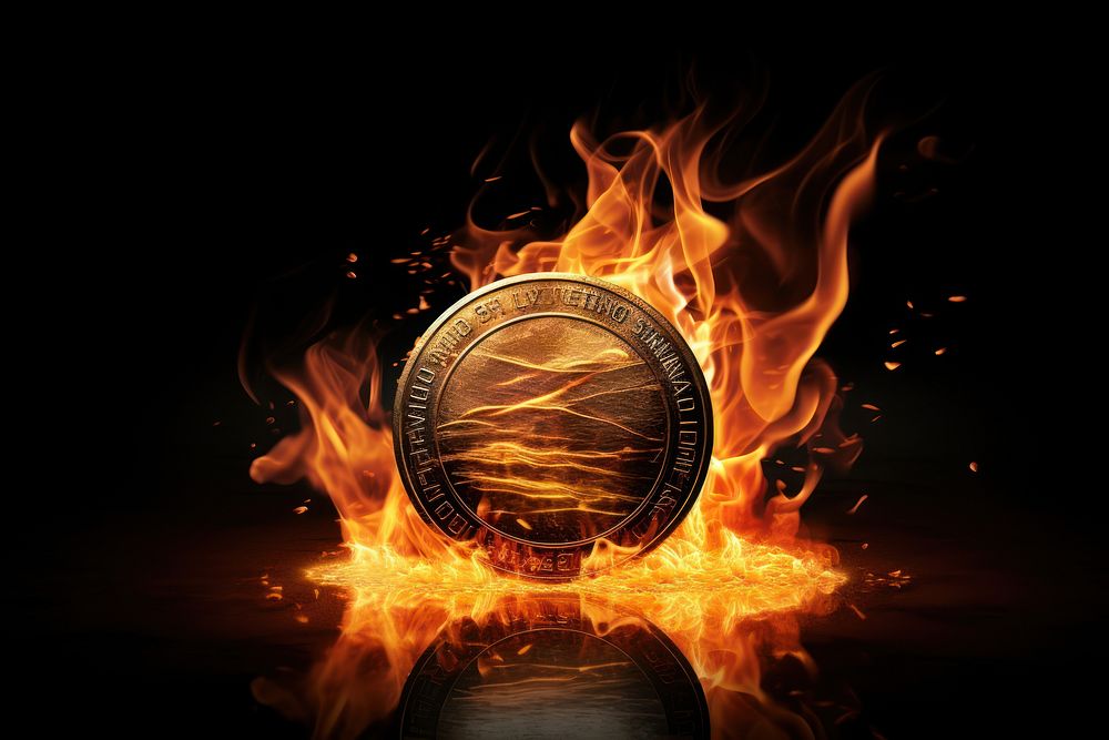 Coin fire money flame.