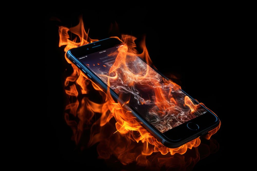 Cellphone fire bonfire flame.