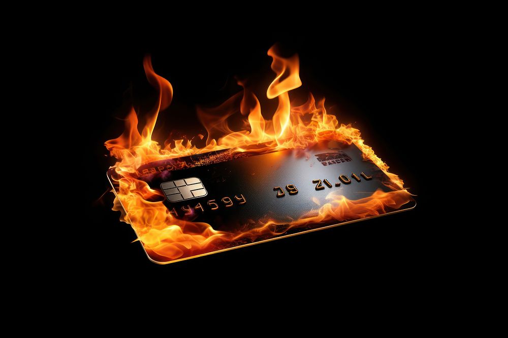 Credit card fire bonfire flame.