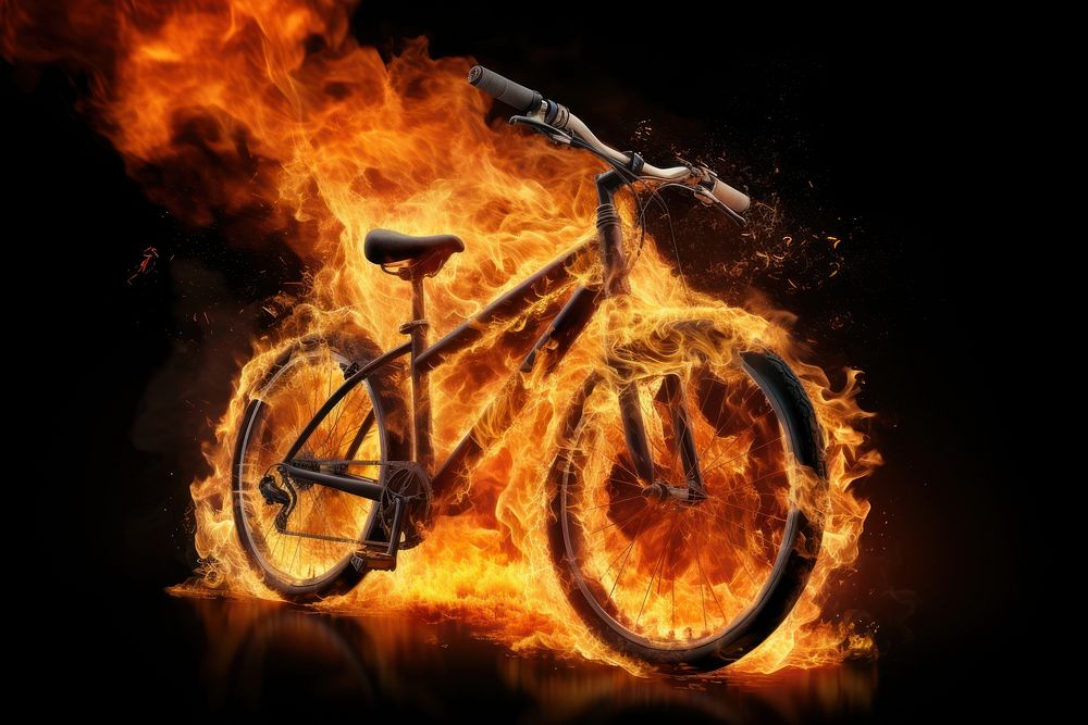 Bicycle fire vehicle flame.