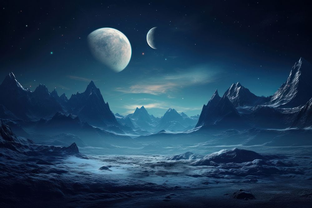 Moon in sky horizon night landscape astronomy.