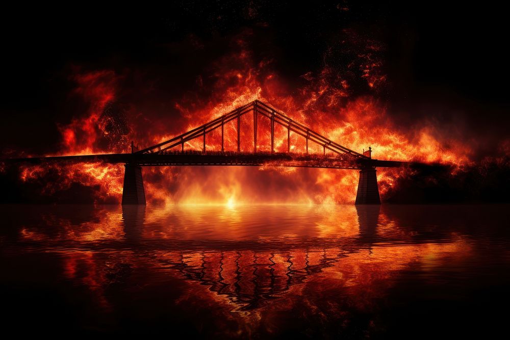 Bridge fire outdoors architecture.