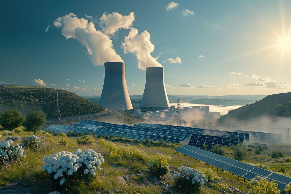 Nuclear Power Station architecture landscape outdoors.