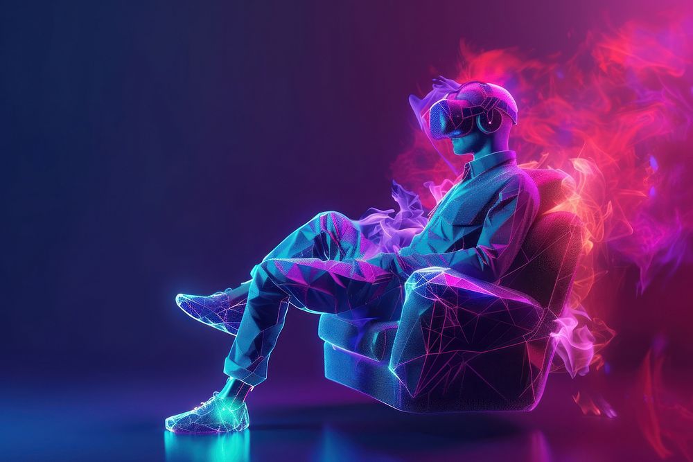 Futuristic man sitting technology adult.