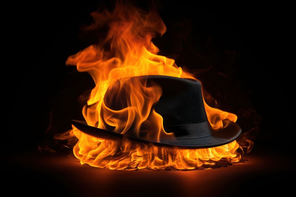 Hat fire bonfire black.