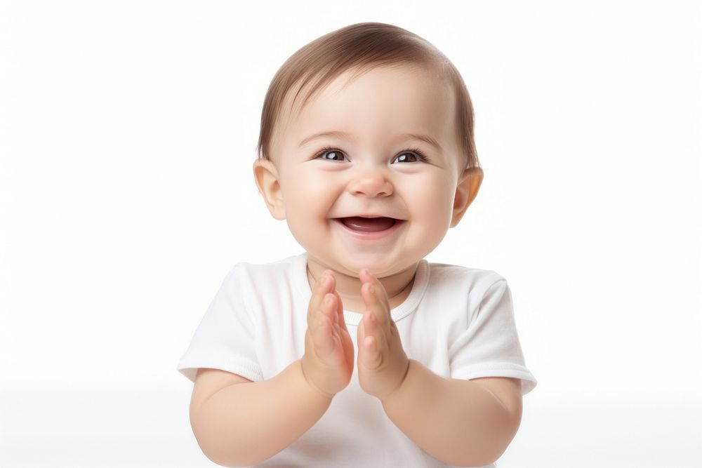 Happy baby clapping portrait smile photo.