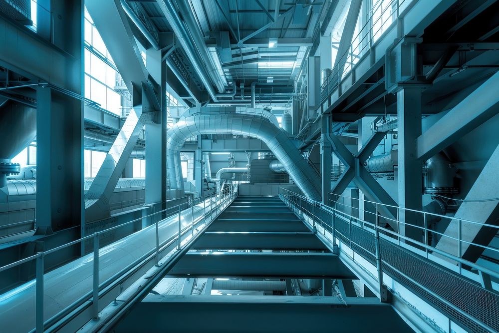 Modern factory architecture technology staircase.