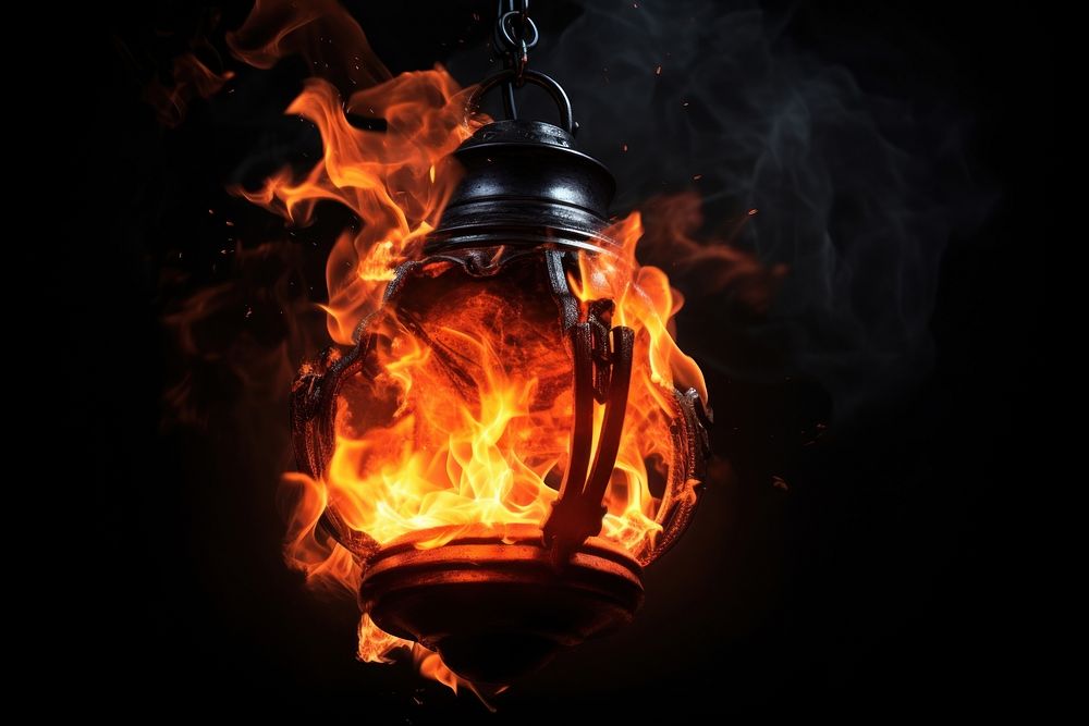 Lantern fire black flame.