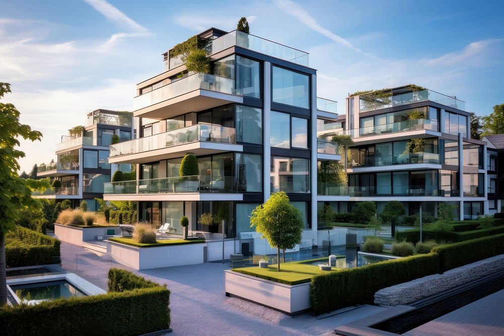 Modern luxury apartments architecture building house.